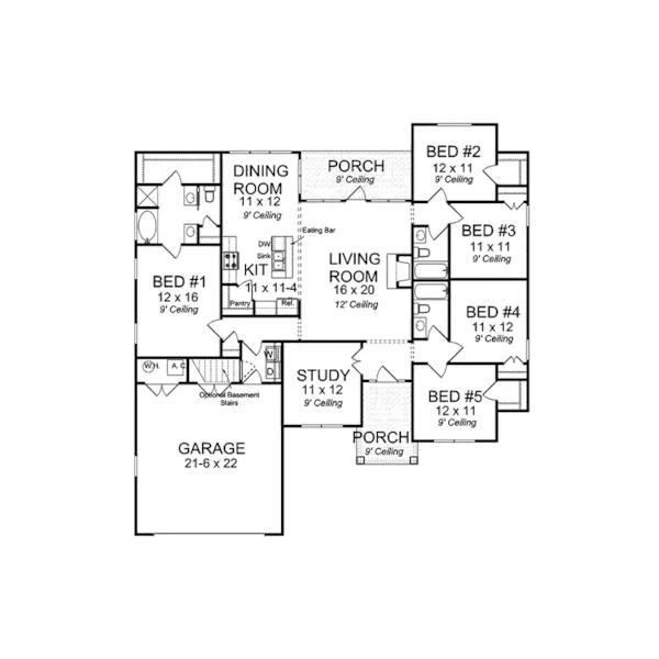 Bungalow House Plan First Floor - 130D-0315 - Shop House Plans and More