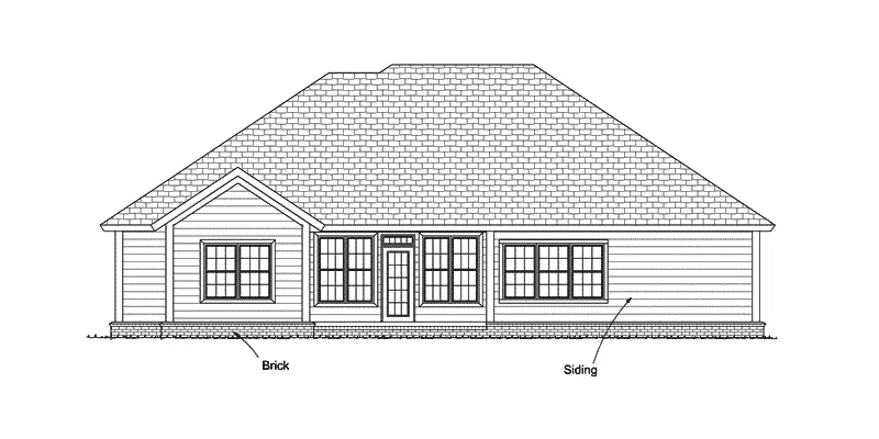 Ranch House Plan Rear Elevation - 130D-0315 - Shop House Plans and More