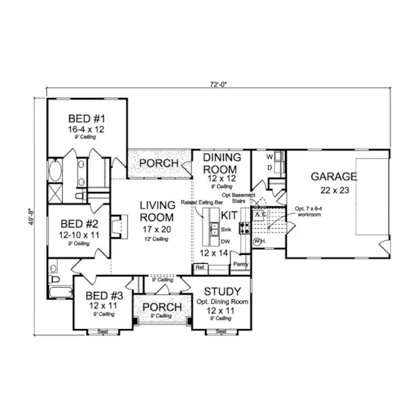 Craftsman House Plan First Floor - Moores Mill Country Home 130D-0321 - Shop House Plans and More