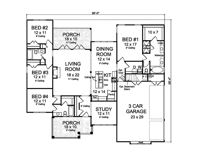 Cabin & Cottage House Plan First Floor - Reynolds Park Country Home 130D-0323 - Shop House Plans and More