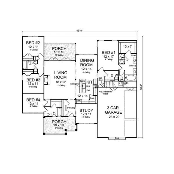 Cabin & Cottage House Plan First Floor - Reynolds Park Country Home 130D-0323 - Shop House Plans and More