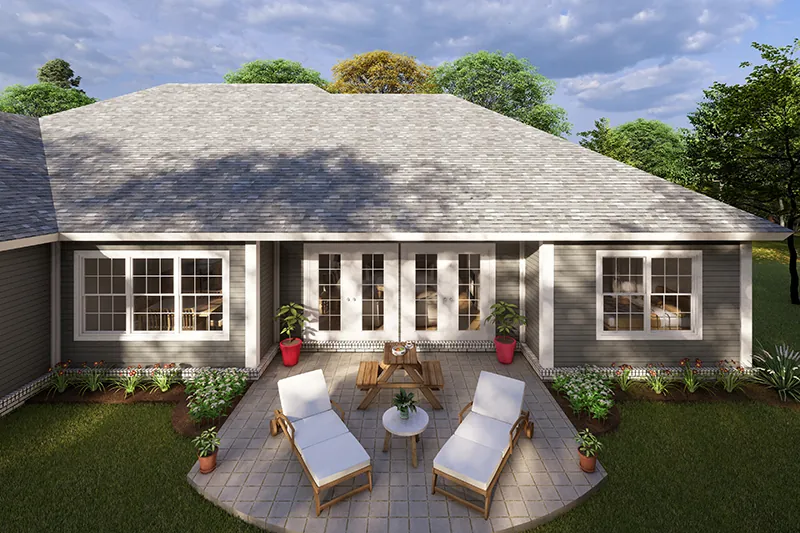 Traditional House Plan Patio Photo - Riverside Lane Ranch Home 130D-0324 - Shop House Plans and More