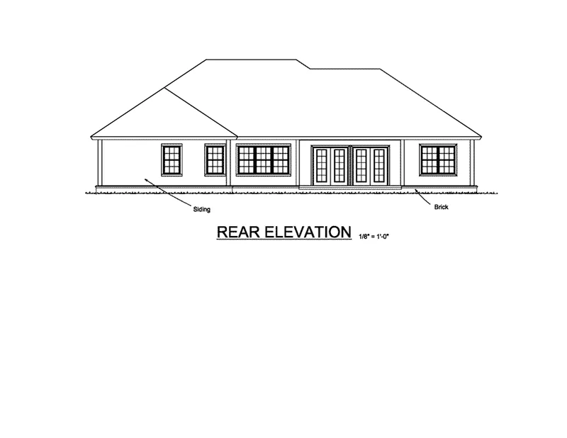 Traditional House Plan Rear Elevation - Riverside Lane Ranch Home 130D-0324 - Shop House Plans and More
