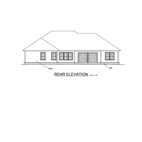 Craftsman House Plan Rear Elevation - Riverside Lane Ranch Home 130D-0324 - Shop House Plans and More