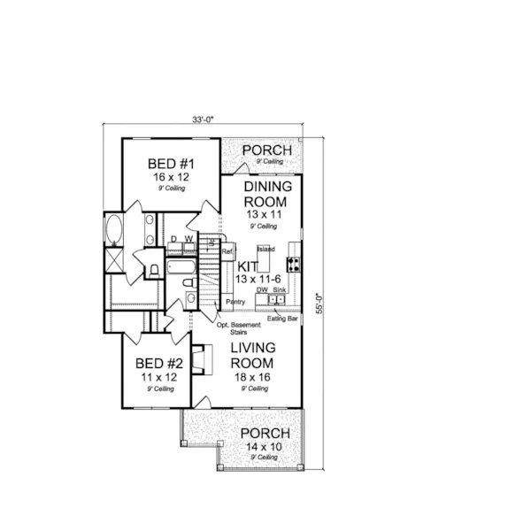 Cabin & Cottage House Plan First Floor - Samson Country Home 130D-0325 - Shop House Plans and More