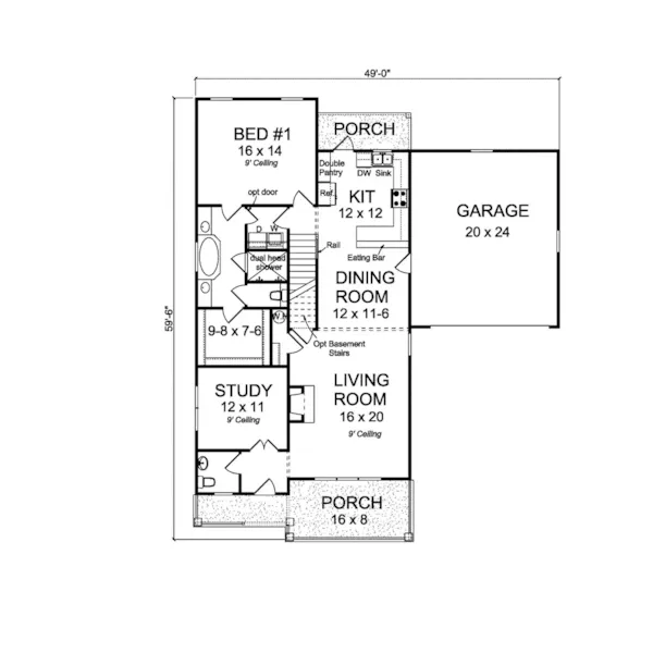 Craftsman House Plan First Floor - Hidden Cedar Country Home 130D-0328 - Search House Plans and More