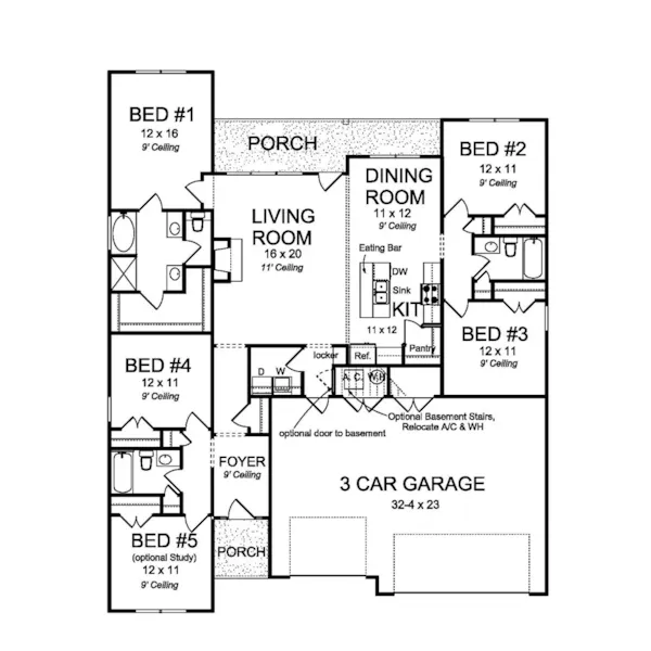 Craftsman House Plan First Floor - Deercliff Country Home 130D-0332 - Search House Plans and More