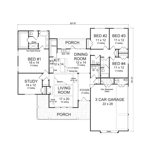 Cabin & Cottage House Plan First Floor - Echo Point Country Home 130D-0333 - Search House Plans and More