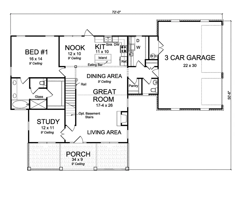 Cabin & Cottage House Plan First Floor - Foxvalley Country Home 130D-0334 - Search House Plans and More