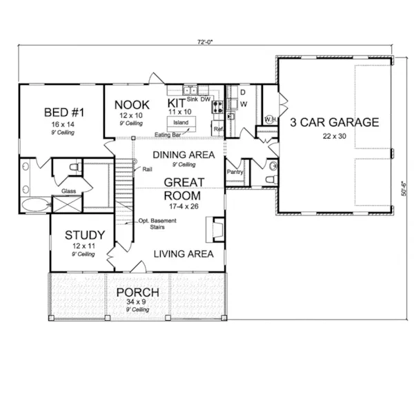 Ranch House Plan First Floor - Foxvalley Country Home 130D-0334 - Search House Plans and More