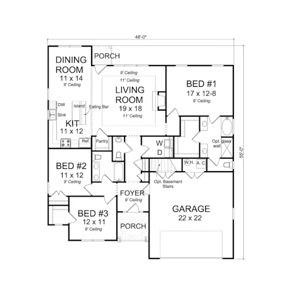 Craftsman House Plan First Floor - Johnson Road Ranch Home 130D-0336 - Search House Plans and More