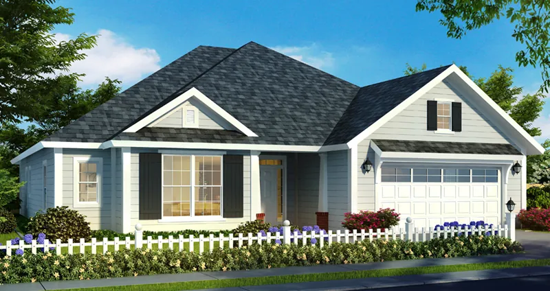 Craftsman House Plan Front of Home - Johnson Road Ranch Home 130D-0336 - Search House Plans and More