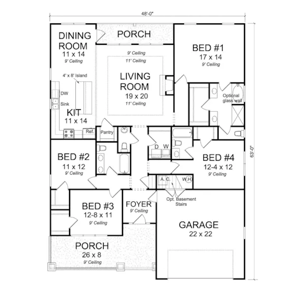 Cabin & Cottage House Plan First Floor - Keller Bay Country Home 130D-0337 - Search House Plans and More