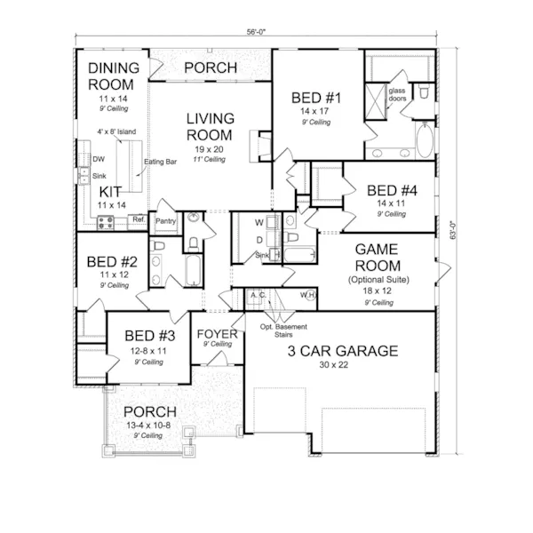 Cabin & Cottage House Plan First Floor - Lindmark Lane Ranch Home 130D-0338 - Shop House Plans and More