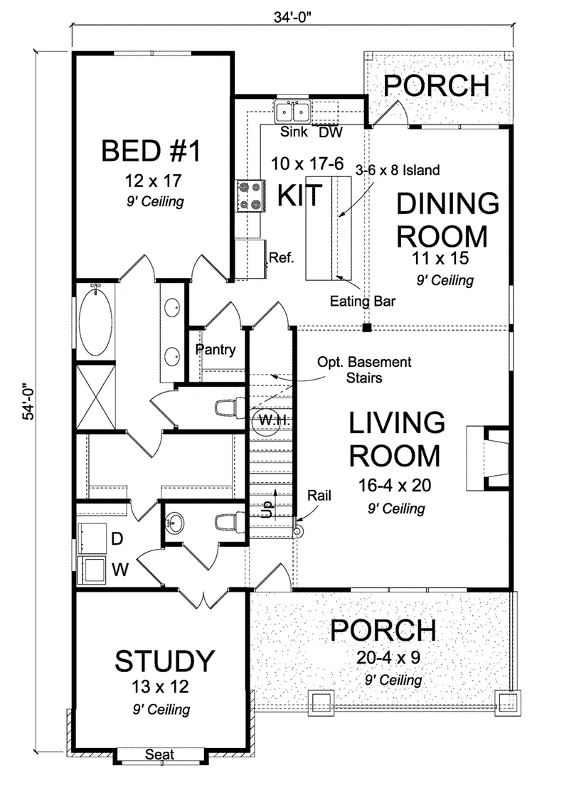 Ranch House Plan First Floor - Madden Mill Country Home 130D-0339 - Shop House Plans and More