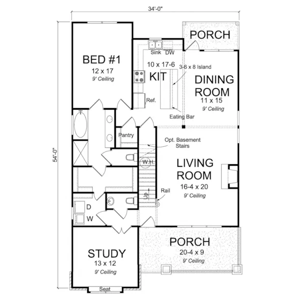 Ranch House Plan First Floor - Ronalee Country Home 130D-0341 - Shop House Plans and More