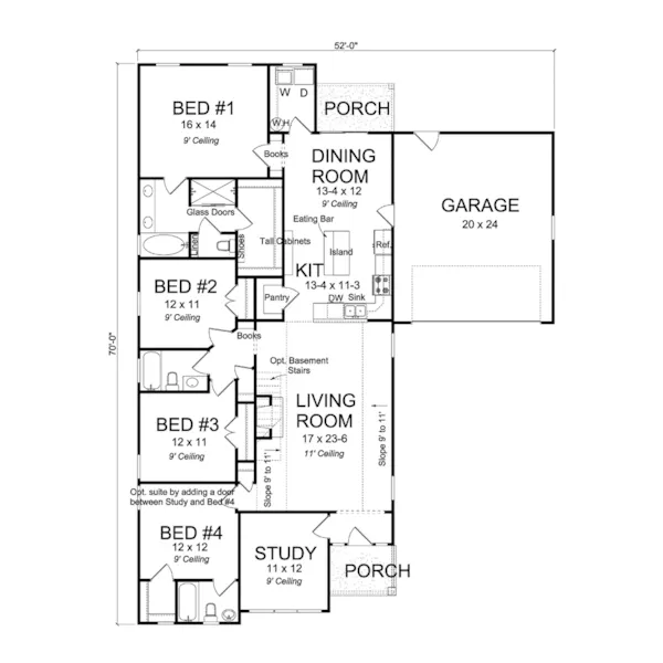 Craftsman House Plan First Floor - Talley Country Ranch Home 130D-0343 - Shop House Plans and More