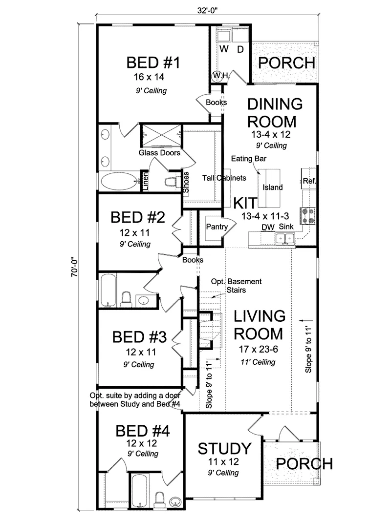 Cabin & Cottage House Plan First Floor - Topfield Country Ranch Home 130D-0344 - Shop House Plans and More