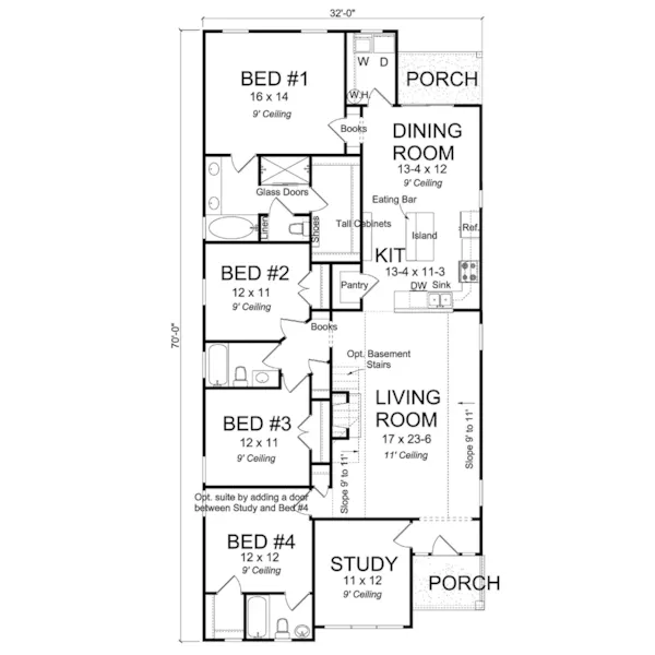 Craftsman House Plan First Floor - Topfield Country Ranch Home 130D-0344 - Shop House Plans and More