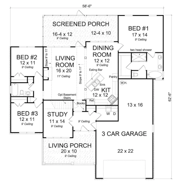 Traditional House Plan First Floor - Windham Ridge Country Home 130D-0345 - Shop House Plans and More