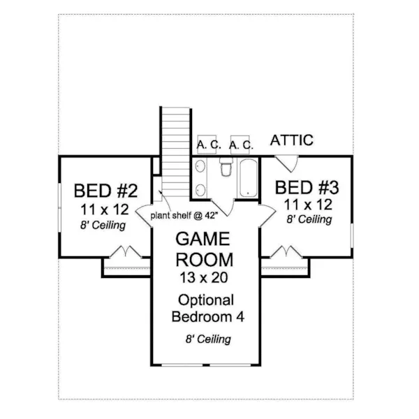 Cabin & Cottage House Plan Second Floor - Fayville Bungalow Home 130D-0347 - Shop House Plans and More