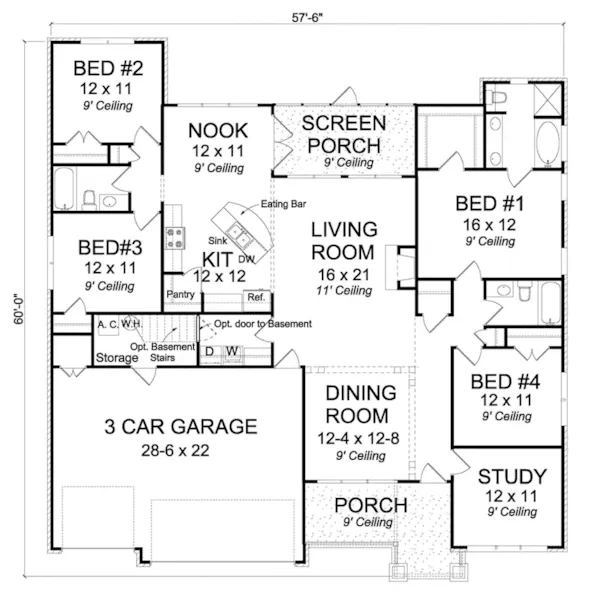 Arts & Crafts House Plan First Floor - Carrigan Traditional Home 130D-0349 - Shop House Plans and More