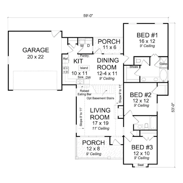 Cabin & Cottage House Plan First Floor - Pillsbury Country Home 130D-0350 - Shop House Plans and More