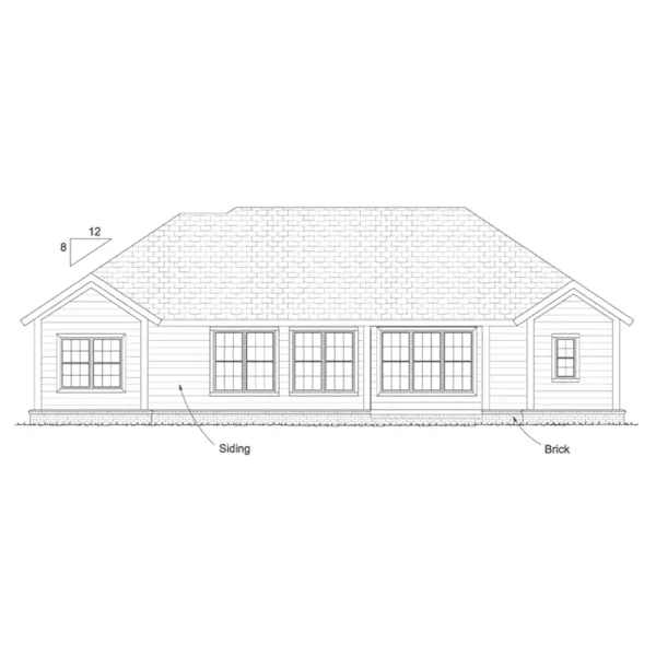 Ranch House Plan Rear Elevation - Rory Heights Ranch Home 130D-0364 - Shop House Plans and More