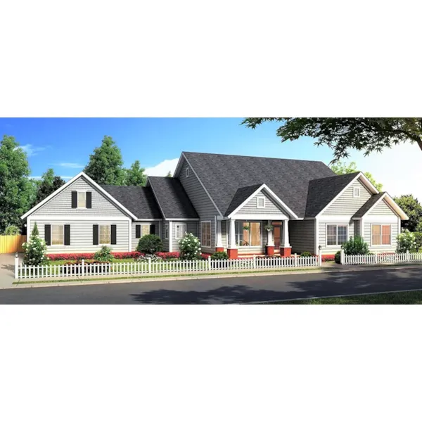 Craftsman House Plan Front of Home - Bradley Downs Ranch Home 130D-0375 - Shop House Plans and More