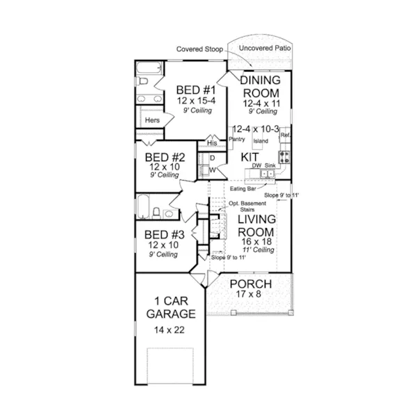 Southern House Plan First Floor - Plum Garden Ranch Home 130D-0377 - Shop House Plans and More