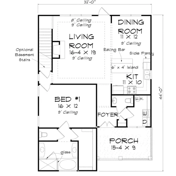 Cabin & Cottage House Plan First Floor - Pratt Mill Country Home 130D-0390 - Shop House Plans and More