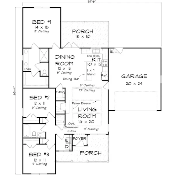 Country House Plan First Floor - Siller Ranch Home 130D-0391 - Shop House Plans and More