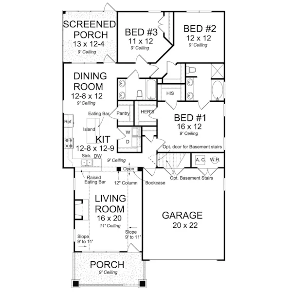 Cabin & Cottage House Plan First Floor - Payton Lane Bungalow 130D-0394 - Shop House Plans and More