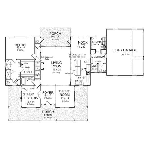 Craftsman House Plan First Floor - 130D-0400 | House Plans and More