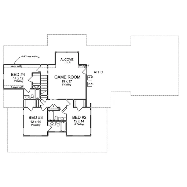 Craftsman House Plan Second Floor - 130D-0400 | House Plans and More