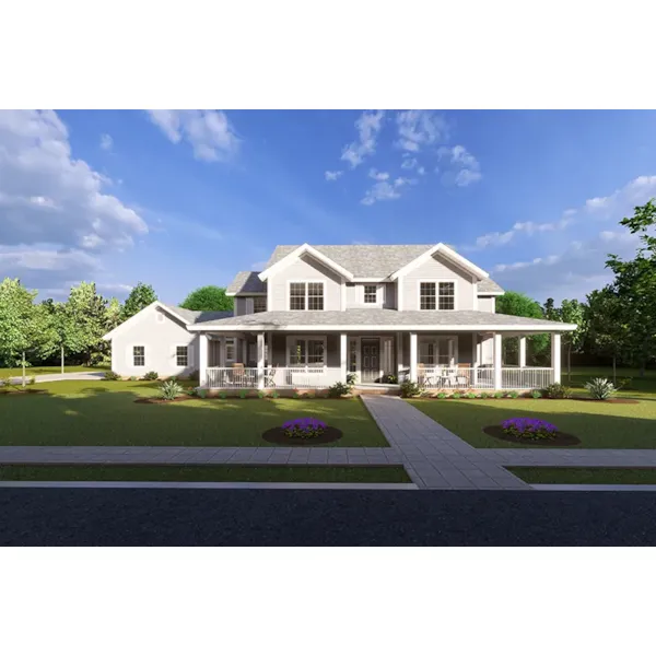 Farmhouse Plan Front of Home - 130D-0413 | House Plans and More