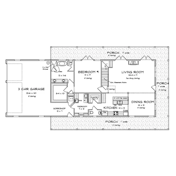 Country House Plan First Floor - 130D-0414 | House Plans and More