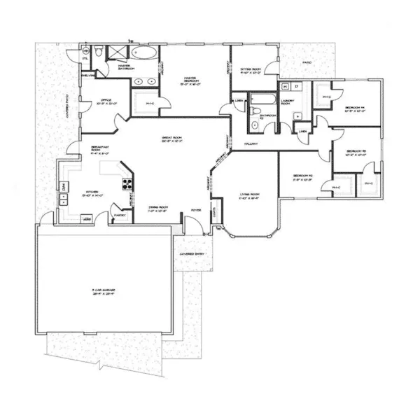 Ranch House Plan First Floor - Flagstaff Falls Modern Home 131D-0003 - Search House Plans and More