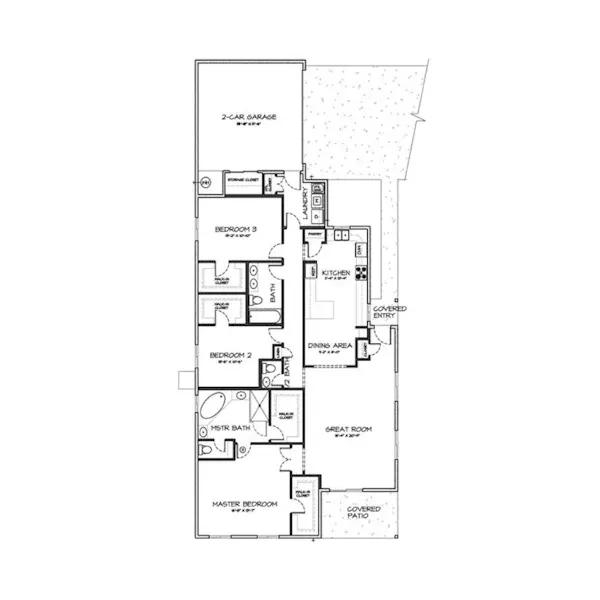 Ranch House Plan First Floor - Sedona Adobe Style Home 131D-0004 - Shop House Plans and More