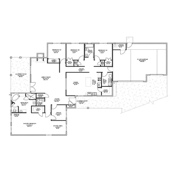 Spanish House Plan First Floor - Taos Valley Southwestern Home 131D-0005 - Shop House Plans and More