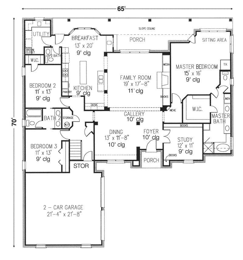 Country French House Plan First Floor - Patten Ranch Home 137D-0003 - Shop House Plans and More