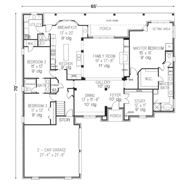 Country French House Plan First Floor - Patten Ranch Home 137D-0003 - Shop House Plans and More