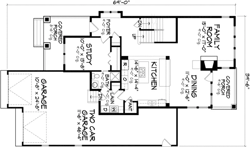 Country House Plan First Floor - Ozark Oaks Craftsman Home 137D-0005 - Shop House Plans and More