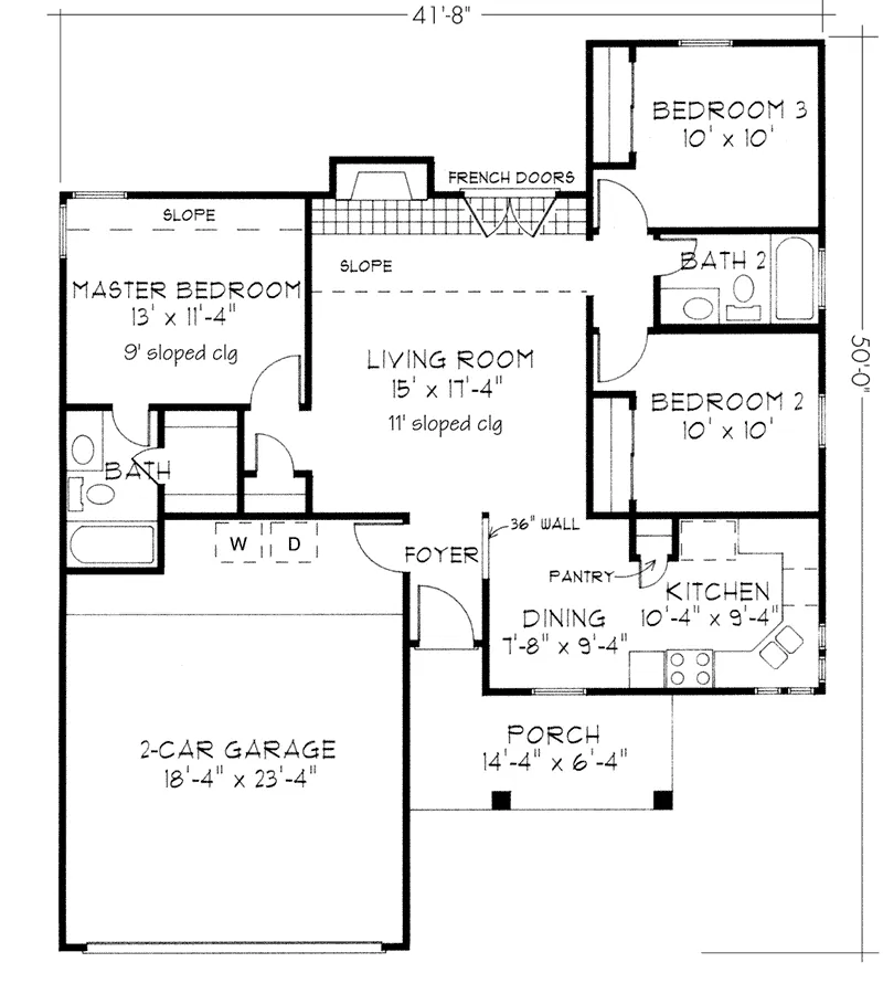 Ranch House Plan First Floor - Pearlman Ranch Home 137D-0008 - Shop House Plans and More