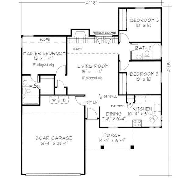 Ranch House Plan First Floor - Pearlman Ranch Home 137D-0008 - Shop House Plans and More