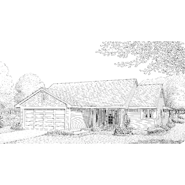 Ranch House Plan Front of Home - Pearlman Ranch Home 137D-0008 - Shop House Plans and More