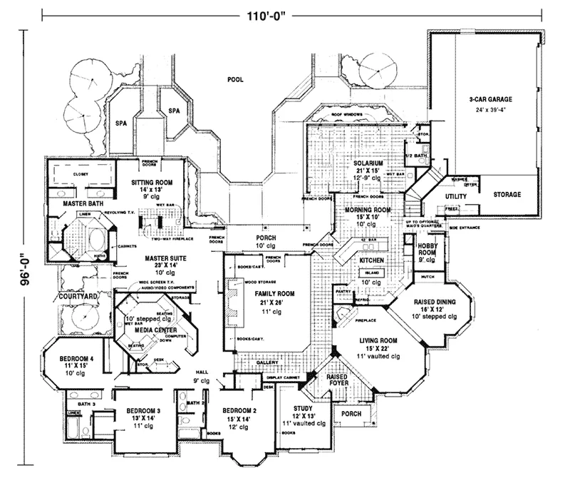 Ranch House Plan First Floor - Sherwick Place Luxury Ranch Home 137D-0015 - Shop House Plans and More