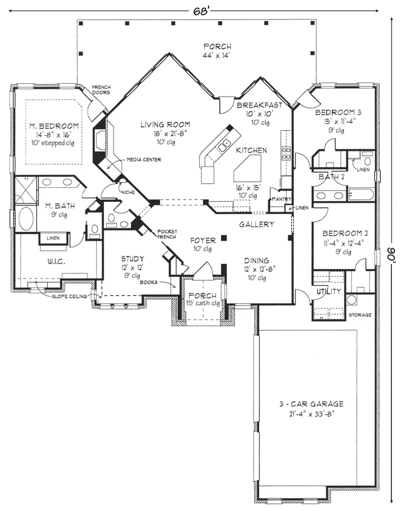 Ranch House Plan First Floor - Taregan Lane Craftsman Home 137D-0026 - Shop House Plans and More