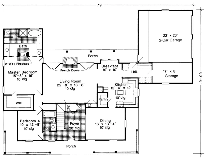 Craftsman House Plan First Floor - Unity Country Home 137D-0027 - Shop House Plans and More