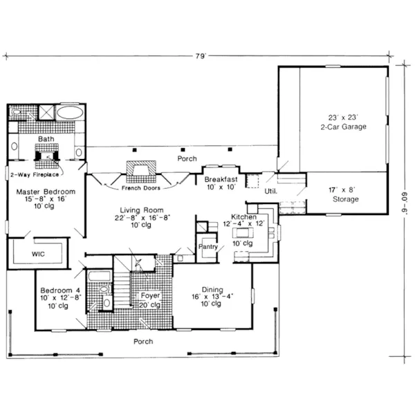 Craftsman House Plan First Floor - Unity Country Home 137D-0027 - Shop House Plans and More